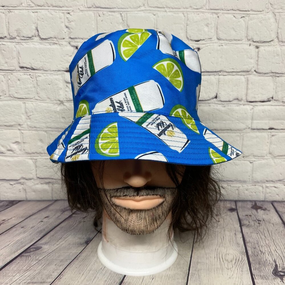 Blue Bucket Hat Cap Canadian Club Mixed & Ready All Over Print Outdoor Cocktail